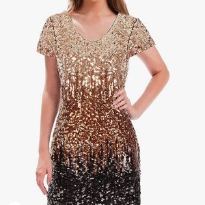 MANER Women's Sequin Glitter Short Sleeve Dress size M Sexy